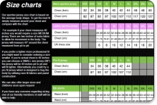 CoolMax Cycling Jerseys - Size Guide